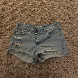 Zara High Waisted Distressed Denim Women's Shorts